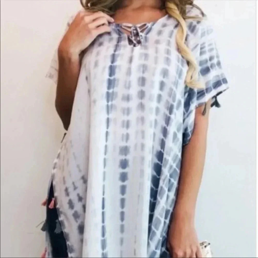 Tie Dye Boho Swim Pullover - Picture 5 of 12